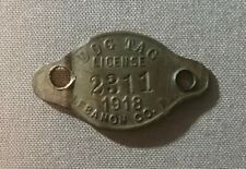1918 Lebanon County PA Dog Tag License Brass Metal Pennsylvania Natural Patina picture