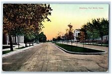 c1910's Broadway Dirt Road Two Way Road Buildings Forth Worth Texas TX Postcard picture