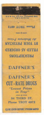 c1940 Matchbook: Daffner's Cut-Rate Drugs – 54 Third Street – Troy, New York picture
