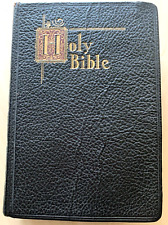 Vtg 1954 New Catholic Edition Holy Bible Apocrypha Genuine Leather Illustrated picture