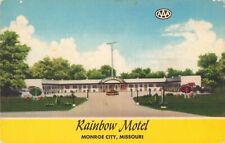 Rainbow Motel Monroe City Missouri MO Linen c1950 Postcard picture