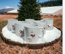 Vintage Set Of 6 Christmas Country Duck Coffee Mugs  1986 Signed picture