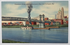 Postcard Suspension Bridge Showing Cincinnati Ohio From Covington Kentucky UNP picture