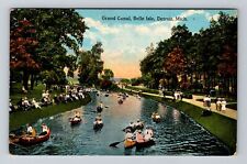 Detroit MI-Michigan, Grand Canal, Belle Isle Vintage Souvenir Postcard picture