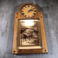 Flaw Vintage Remington Clock Wall Hoursakes Indian Native American Wood 1970s picture