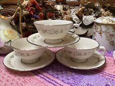 Set of 3 Lenox Brookdale 3D Raised Daisies Cup & Saucer Sets  picture