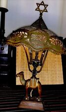 ORIGINAL  HAND MADE ANTIQUE JUDAICA BRASS HEBREW LAMP.  NOT A REPRODUCTION picture