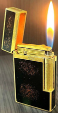 Working S.T.Dupont Gas Lighter Black Gold LINE 2 without box picture
