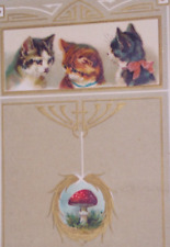 1909 Art Nouveau Helena Maguire Cats Kittens Mushroom Vintage Christmas Postcard picture