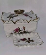 Vintage Tilso Moss Rose Floral Pattern With Gold Trim Trinket dish with Lid picture