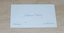  Circa 1895 CALLING Card~Danish AMERICAN Sculptor 'JOHANNES GELERT' 1852-1923~ picture