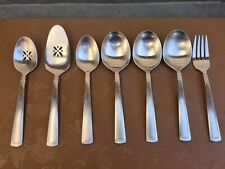 Longaberger Stainless Flatware WOVEN TRADITIONS  7 pc Serving Set Spoons Pie + picture