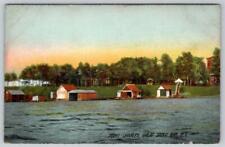 1914 POINT CHARLES GREAT SODUS BAY NEW YORK NY BOATHOUSES COTTAGES POSTCARD picture
