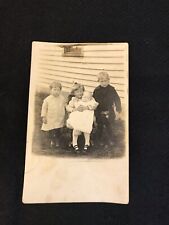 Antique Real Photo Postcard RPPC Four Children Siblings c1900 Outside Picture picture