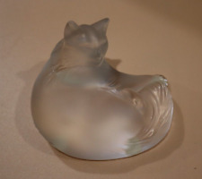 NEW Lalique cat figurine 3.5” crystal signed frosted recumbent sculpture picture