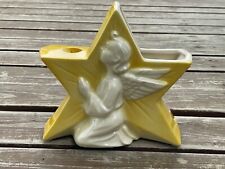 Vintage Royal Copley Praying Angel Star Planter & Candle Holder 50s Yellow White picture
