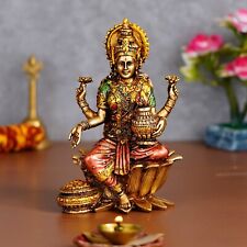 Maa Lakshmi Sitting on Lotus Hindu Goddess Devi Laxmi Figurine Statue Sculpture picture