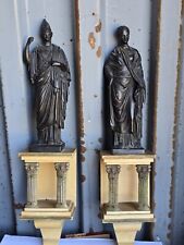 Vintage Antique Style Two Wall Decor Candle Holders Bronze Goddesses Gilded  picture
