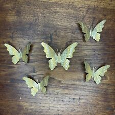 Set Of  5 Vintage Brass Colored Metal Butterflies picture