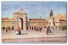 c1920's Lisboa Commerce Square Portugal RMSP Oilette Tuck Art Postcard picture