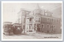 Postcard New Kensington PA Creighton Hotel Trolleys Reproduction picture
