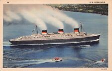 SS Normandie Capsized During Military Refit 1942 Vtg Postcard CP359 picture