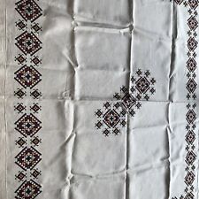 Ooak VTG Hand Embroidered Linen Ukrainian Table Cloth  Vyshyvanka 51 X 41 As Is picture