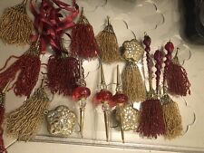 Set of 20 Gorgeous Beaded, Mirrowed & Glass Ornaments Red & Gold picture