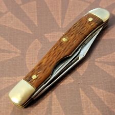 Hibbard Spencer Bartlett Knife USA Two Blade Peanut Jigged Delrin Handles picture