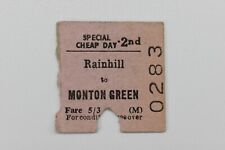 BRB Railway Ticket No 0283 RAINHILL to MONTON GREEN FEB 66 picture