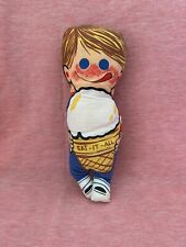 Vintage Eat It All Ice Cream Cone Boy Kid Advertising Cloth Pillow Doll Toy picture