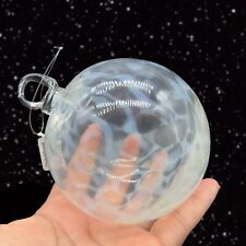 Crate and Barrel White Opalecent Ornament Round Orn Glass 4”Wide picture