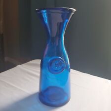 Vintage Rome Italy Glass Milk Bottle 1 Litre Blue Collectible Art Decoration  picture