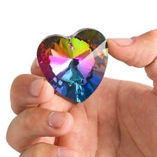 2PC 40mm Iridescent Heart Crystal Suncatcher Glass Chandelier Hanging Prism  picture