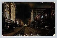 Denver CO-Colorado, 16th Street By Night, c1910 Vintage Souvenir Postcard picture