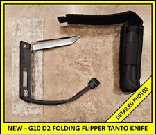 NEW G10 EDC POCKET FOLDING KNIFE BALL BEARING PIVOT FLIPPER TANTO D2 PARACORD picture