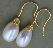 11-13MM HUGE south sea pearl earrings 18K GOLD TwoPin earbob    AAA garnet picture