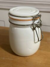 Vintage Milk Glass Wheaton Lidded Jar Canister Bale Clamp Locking Rubber Gasket picture