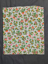 VINTAGE 1960's MCM Fabric Flowers Bright Pink Orange White Lightweight picture