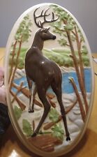 *PRICE DROP* VTG Holland Mold Deer Scene Wall Plaque Hand Painted 1974, 15