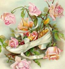 1880s-90s Mayo's Tobacco Lady's White Shoe & Roses #5G picture