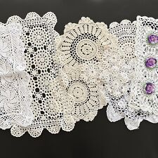 Vintage - Eight Piece - White & Ecru Cotton Lace Dollie/Placemat Bundle picture