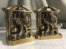 2 Vintage RONSON Bookends Bronze Brass Priest Monk Library Bookcase picture