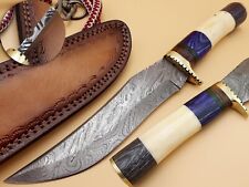 SPECIAL HANDMADE DAMASCUS  CUSTOM HUNTING SURVIVAL BOWIE KNIFE BONE SHEATH picture
