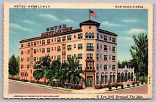 Miami Beach Florida Hotel Mayflower Downtown Streetview Linen UNP Postcard picture