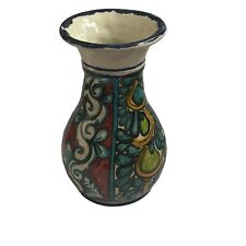 Vintage Talavera Pottery Mexican Folk Art Hand Painted Floral Flower Vase 7.5