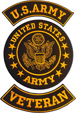 US Army Veteran Yellow on Black Patch Set for Biker'S Jacket picture