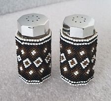 Vintage 1980's Beaded Clear Glass Octagon Arcoroc France Salt & Pepper Shakers picture