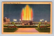 Atlantic City NJ-New Jersey, Fountain Of Light, Night View, Vintage Postcard picture