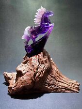 326g Rare Natural amethyst Quartz hand carved Crystal horse Decoration+stand picture
